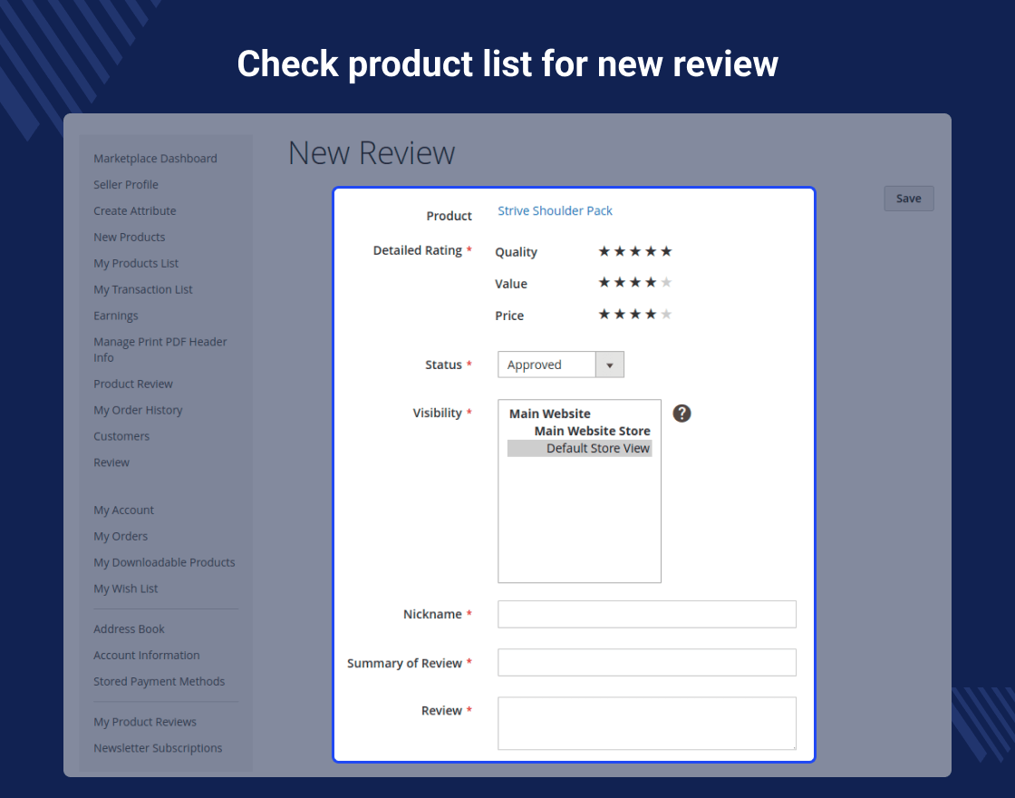 Magento 2 Vendor Product Review
