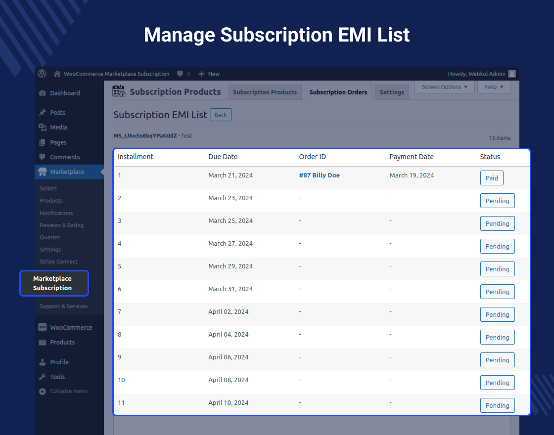 WooCommerce Multi Vendor Subscription