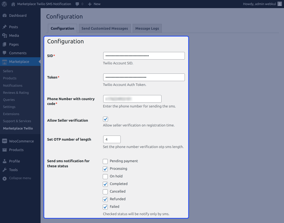 Multi-Vendor SMS Notification for WooCommerce