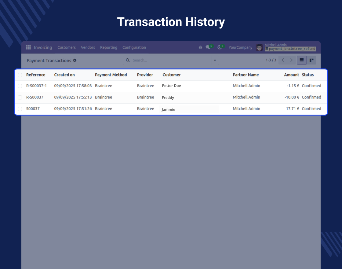 Odoo Direct Refund from Braintree