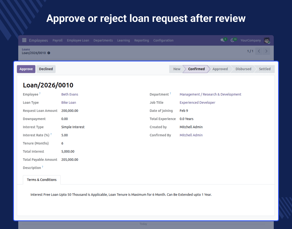 Odoo Employee Loan Management System