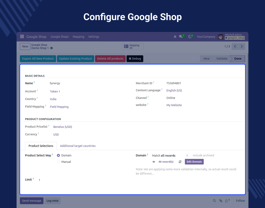 Odoo Google Shopping Feed