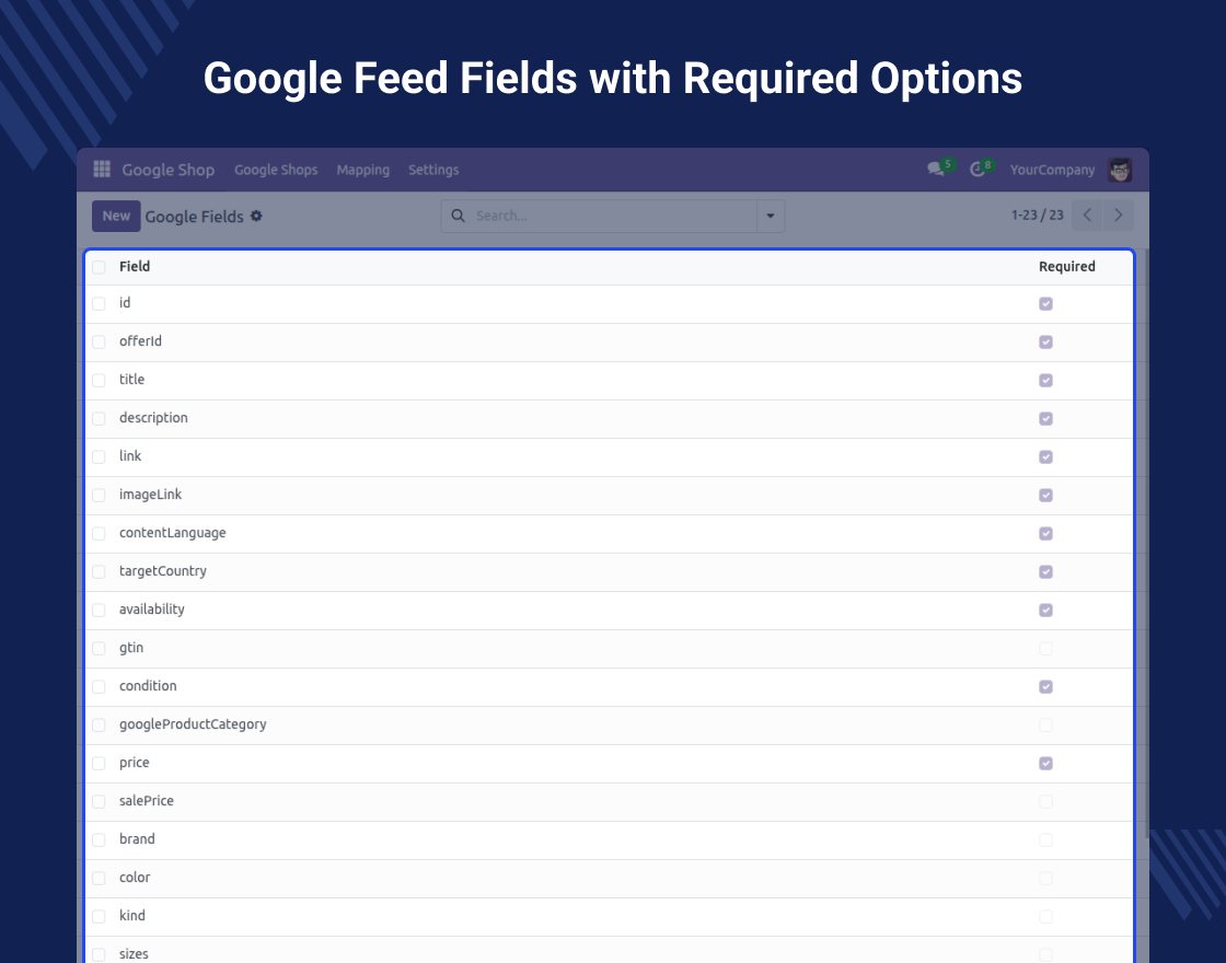 Odoo Google Shopping Feed