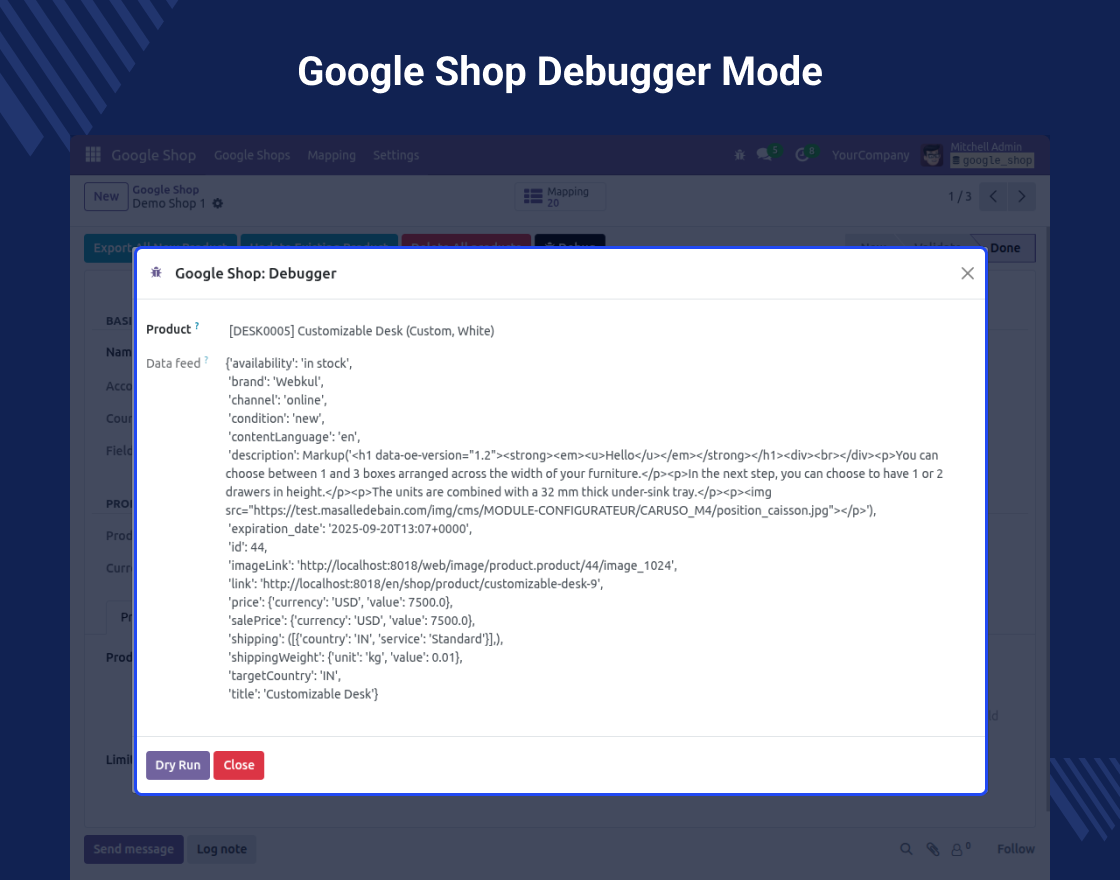 Odoo Google Shopping Feed