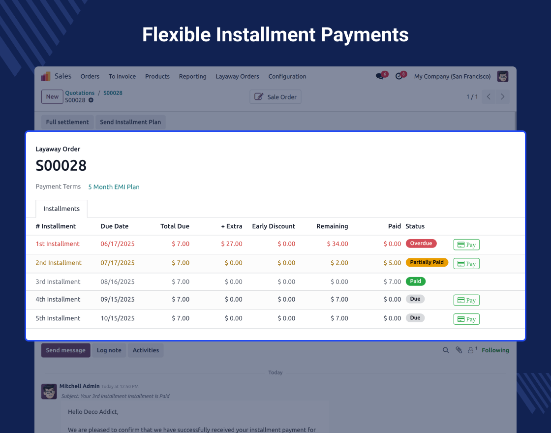Odoo Layaway Order Management