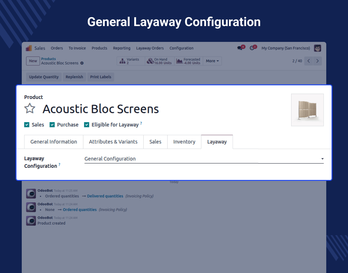 Odoo Layaway Order Management