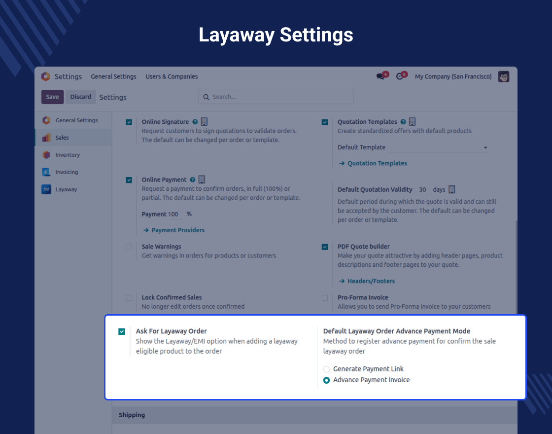 Odoo Layaway Order Management
