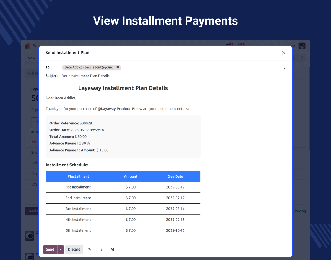 Odoo Layaway Order Management