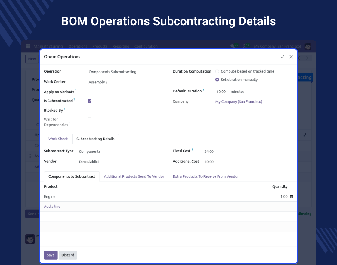 Odoo MRP Subcontracting Workorder