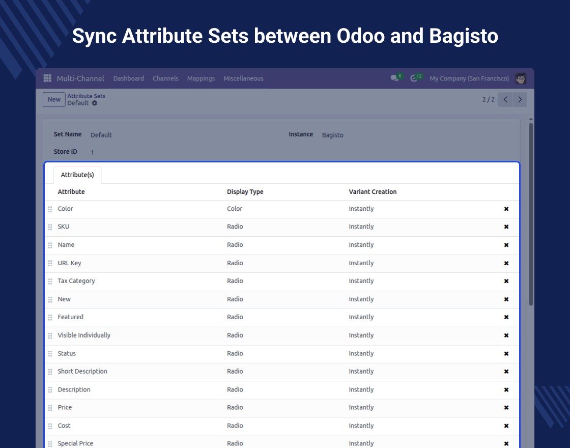 Odoo Multichannel Bagisto Connector