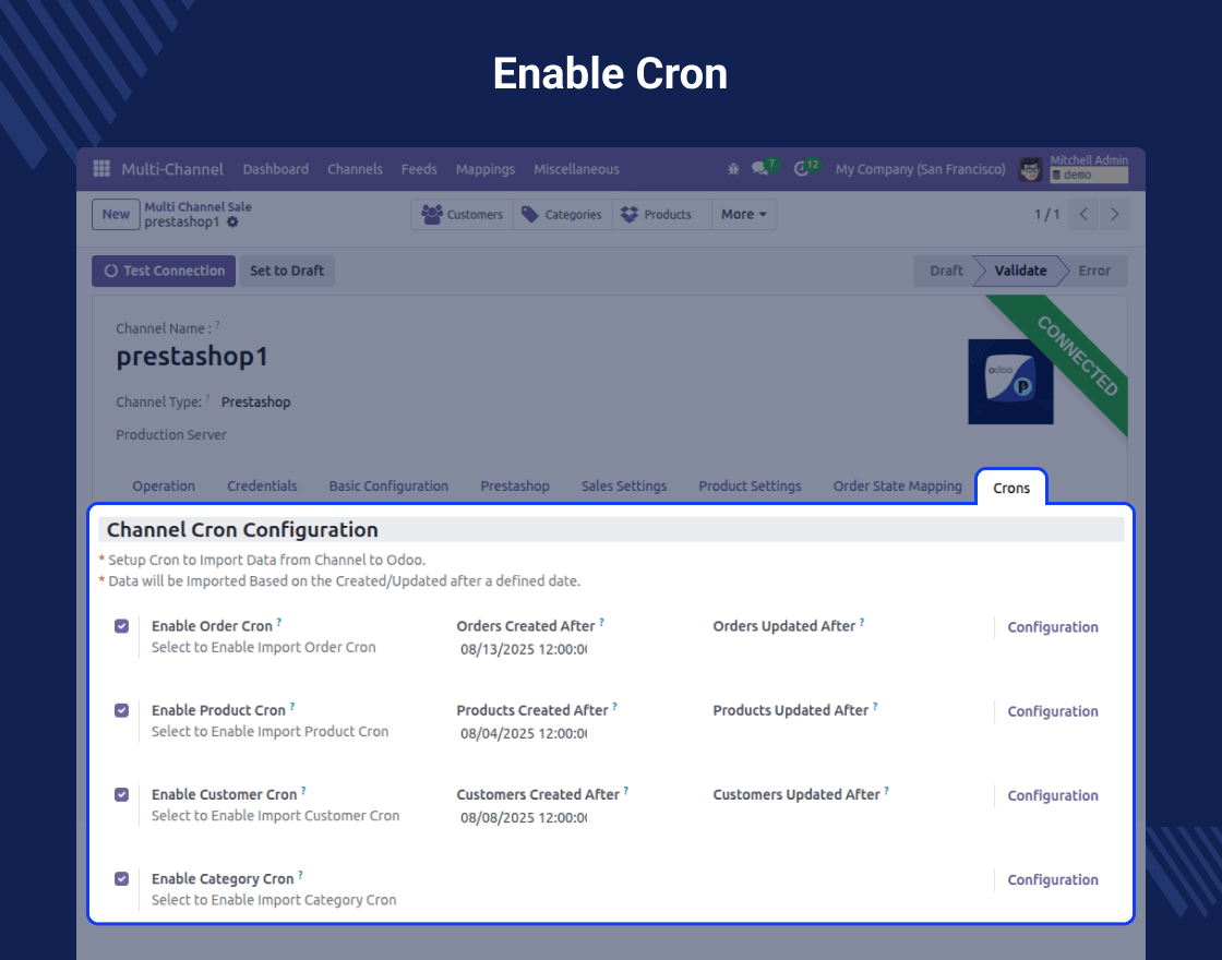 Multi Channel Prestashop Odoo Bridge