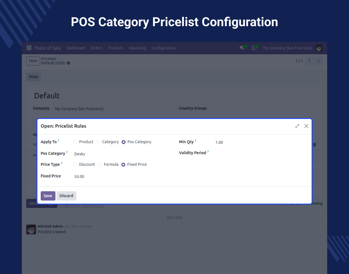 Odoo Pricelist For POS Category