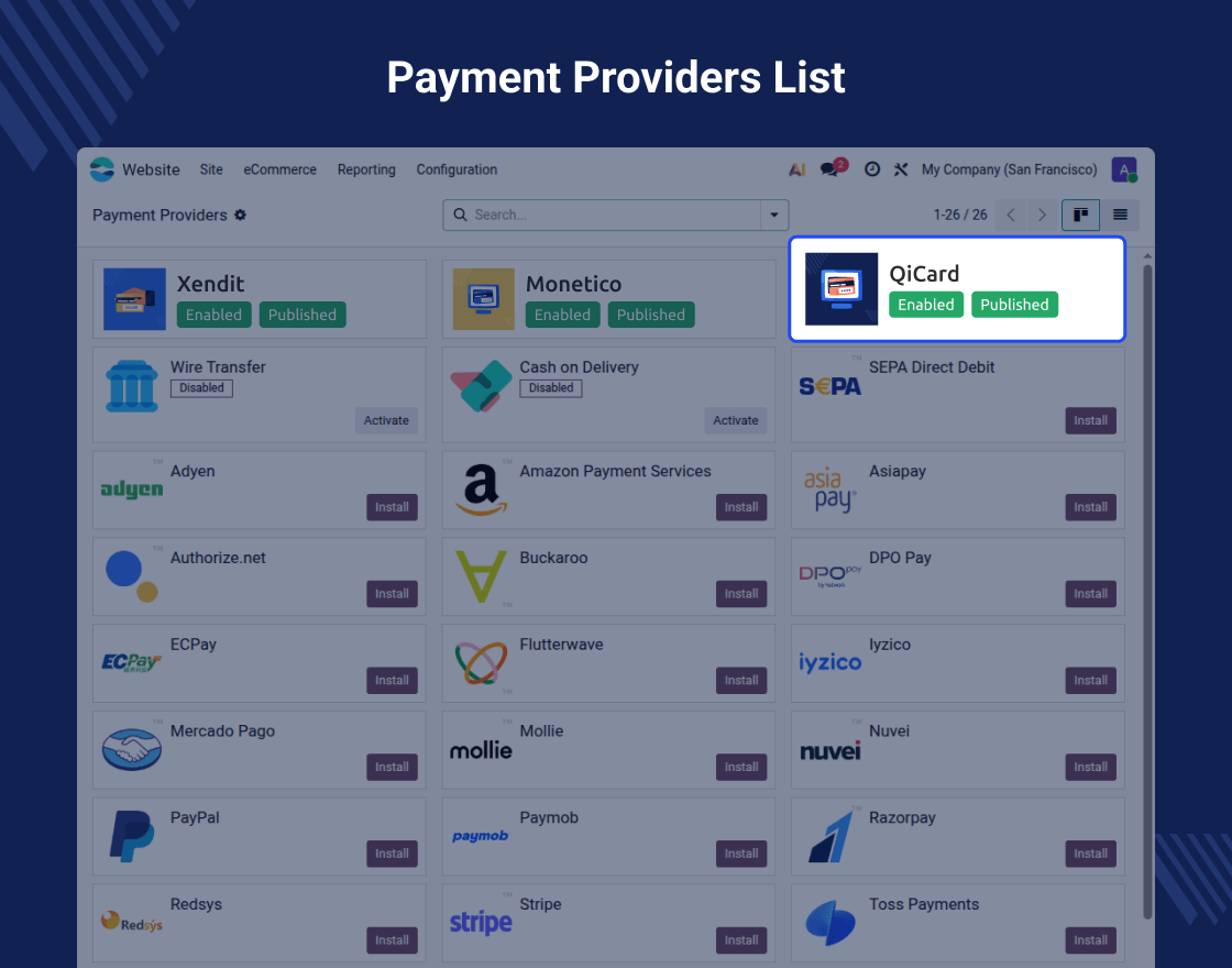 Odoo QiCard Payment Gateway