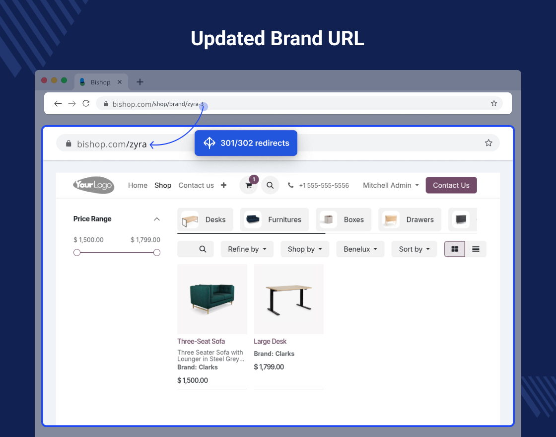 Odoo SEO-URL Redirect/Rewrite For Brand