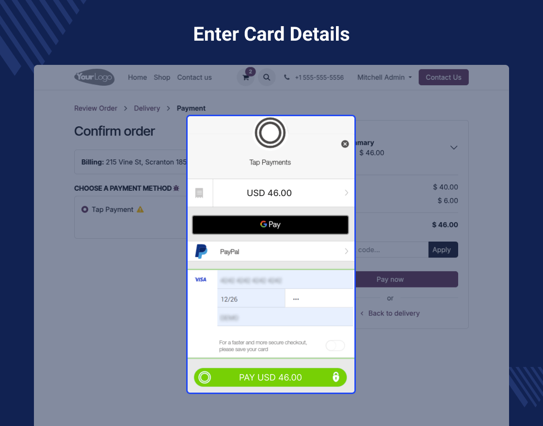 Odoo Website Tap Payment Acquirer