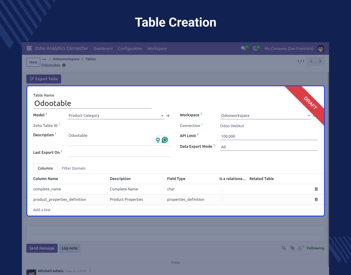 Odoo Zoho Analytics Connector