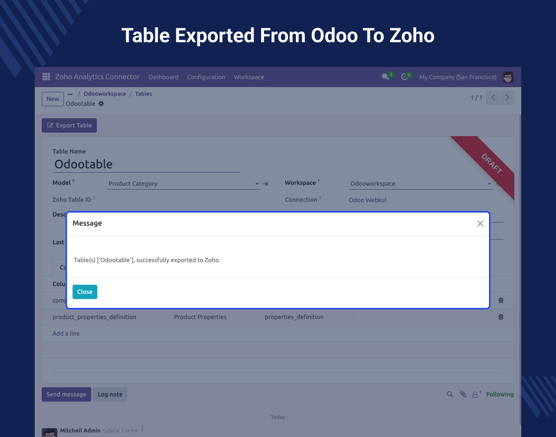 Odoo Zoho Analytics Connector