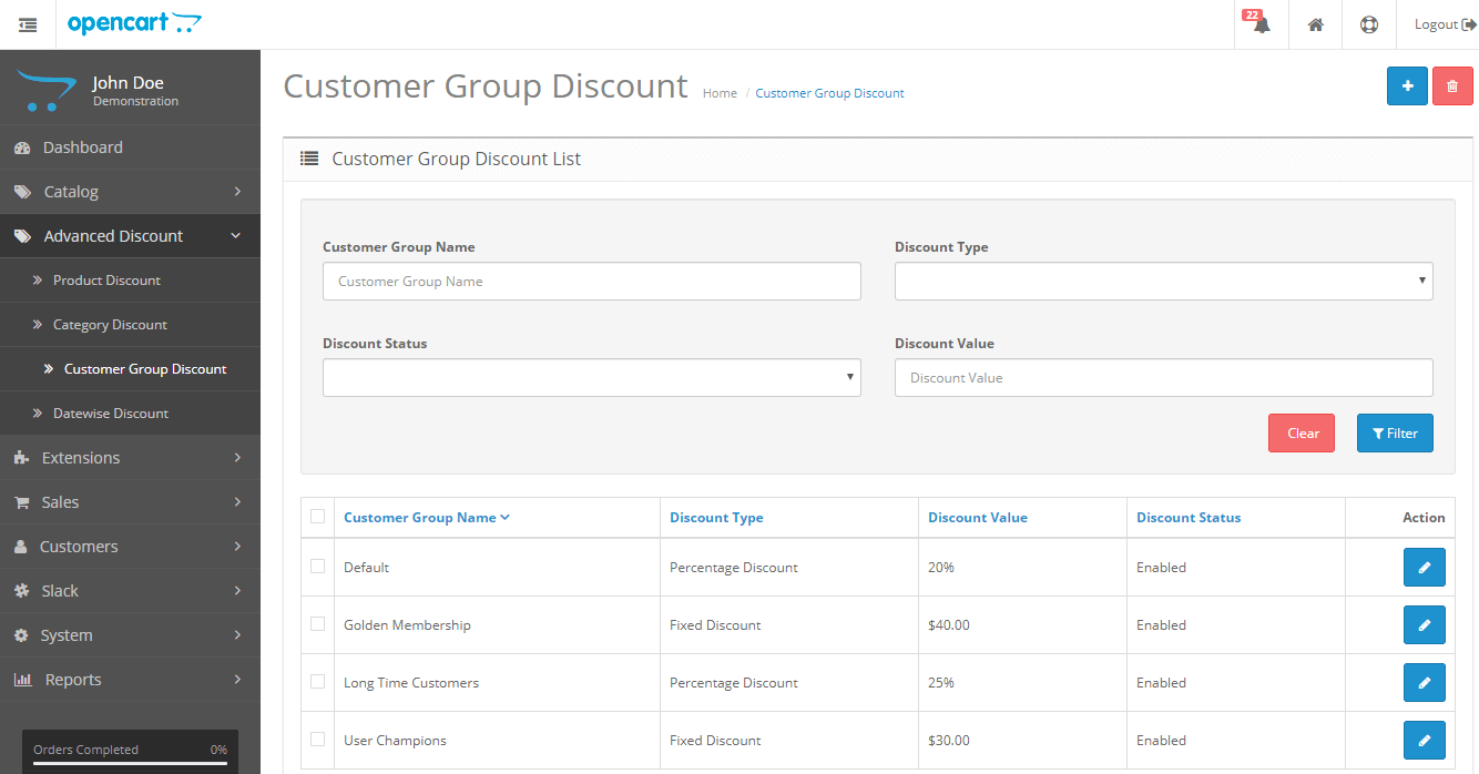 OpenCart Advanced Product Discount