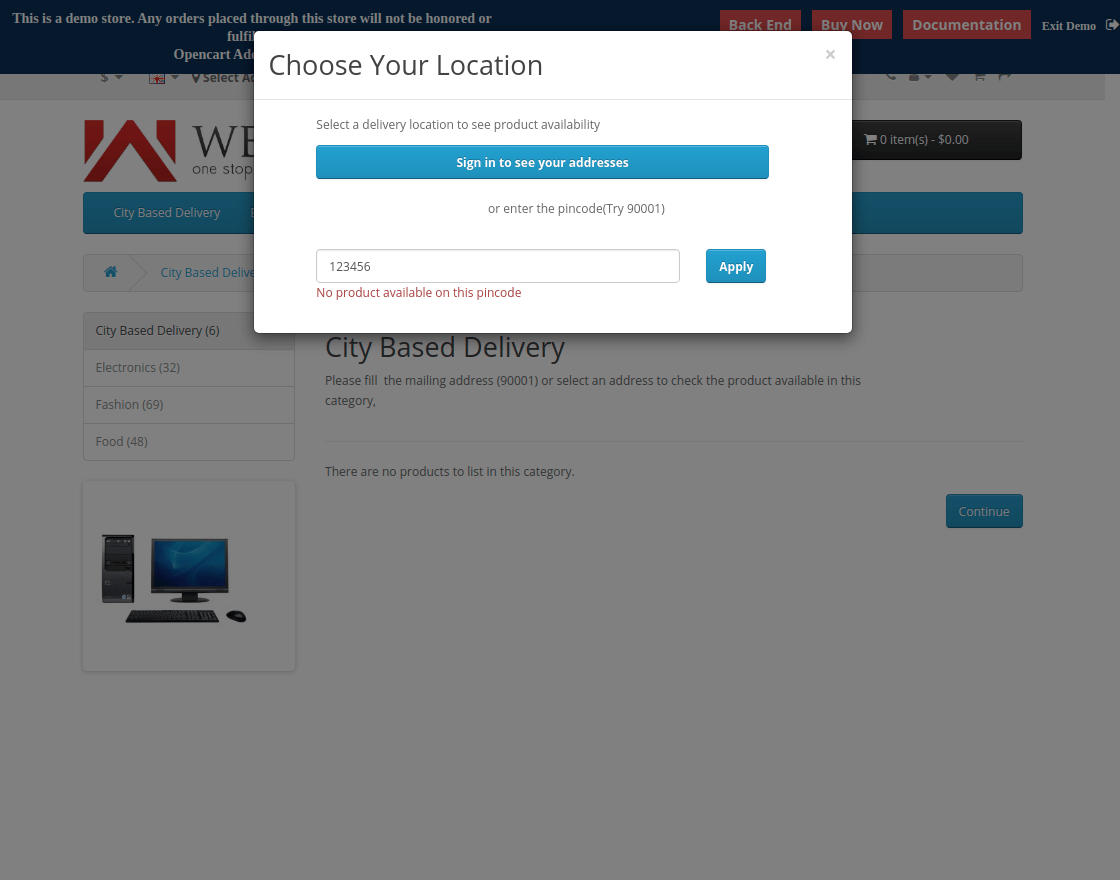 Opencart City Zone Area Based Delivery