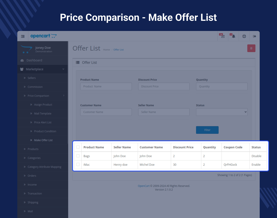 Opencart Price Comparison Marketplace