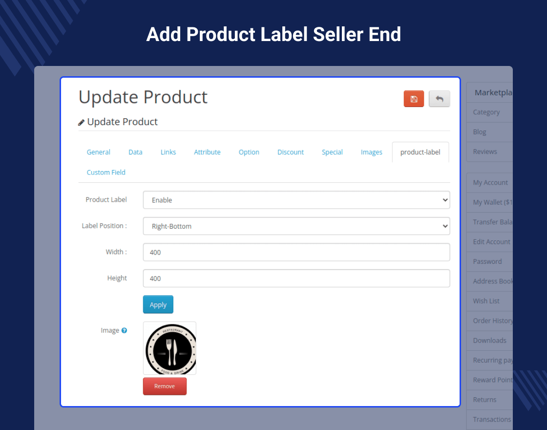 OpenCart Marketplace Multi Tenant Product Label