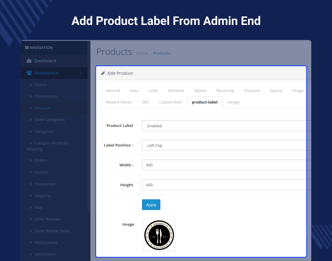 OpenCart Marketplace Multi Tenant Product Label
