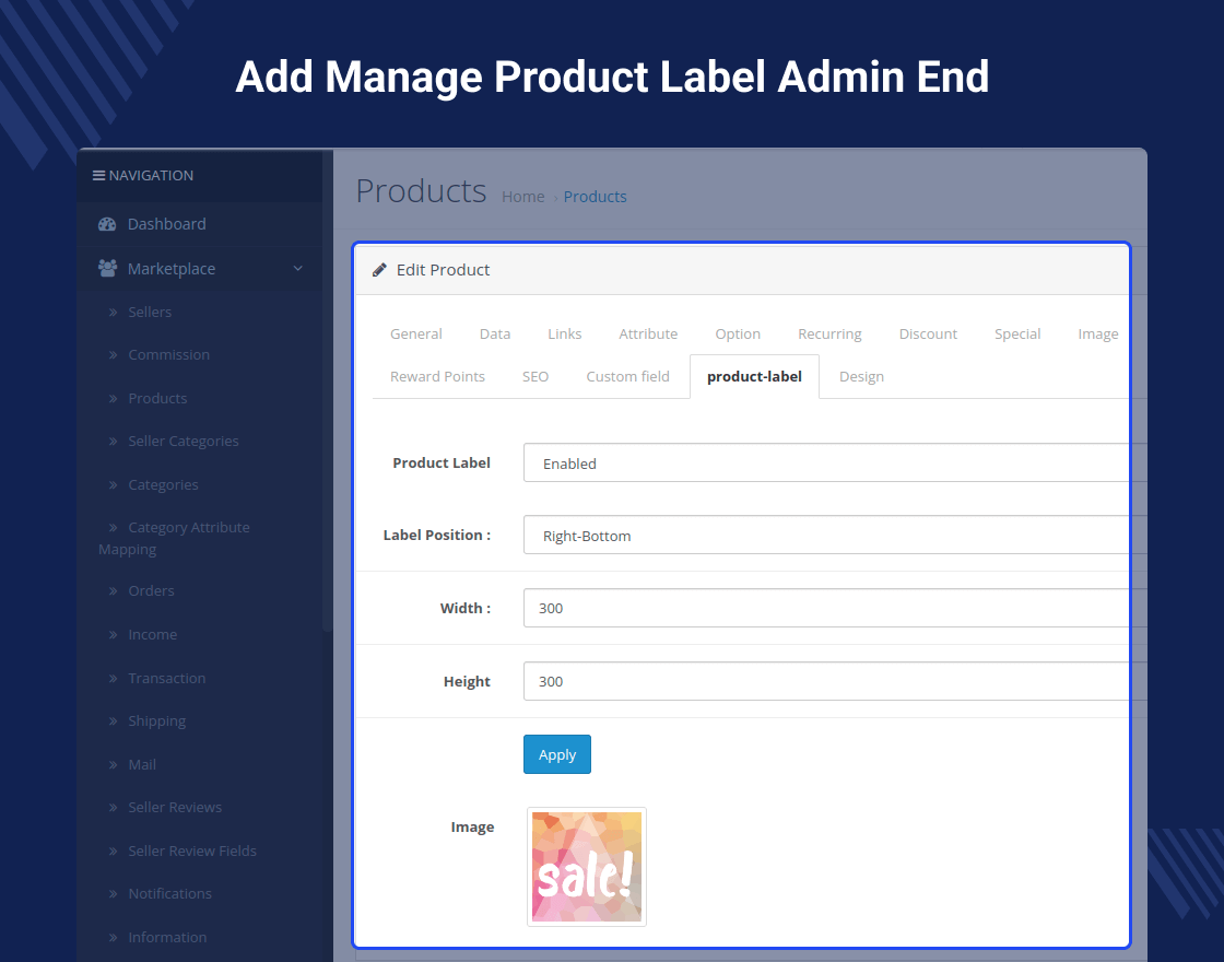 OpenCart Marketplace Multi Tenant Product Label