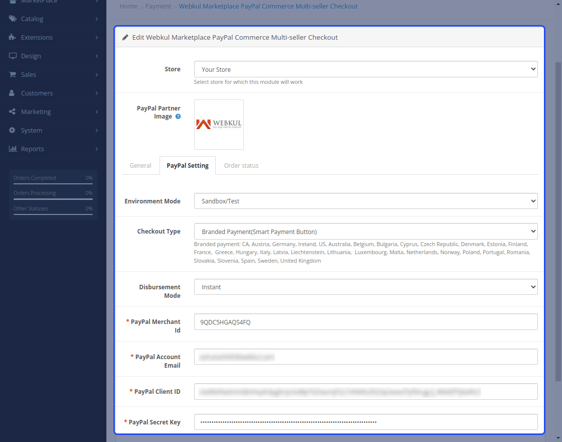 Opencart Multi Vendor PayPal Commerce