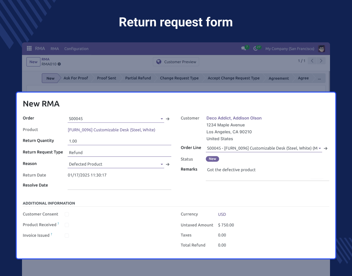 Odoo Return Merchandise Authorization (RMA)