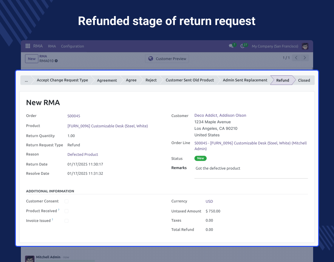 Odoo Return Merchandise Authorization (RMA)