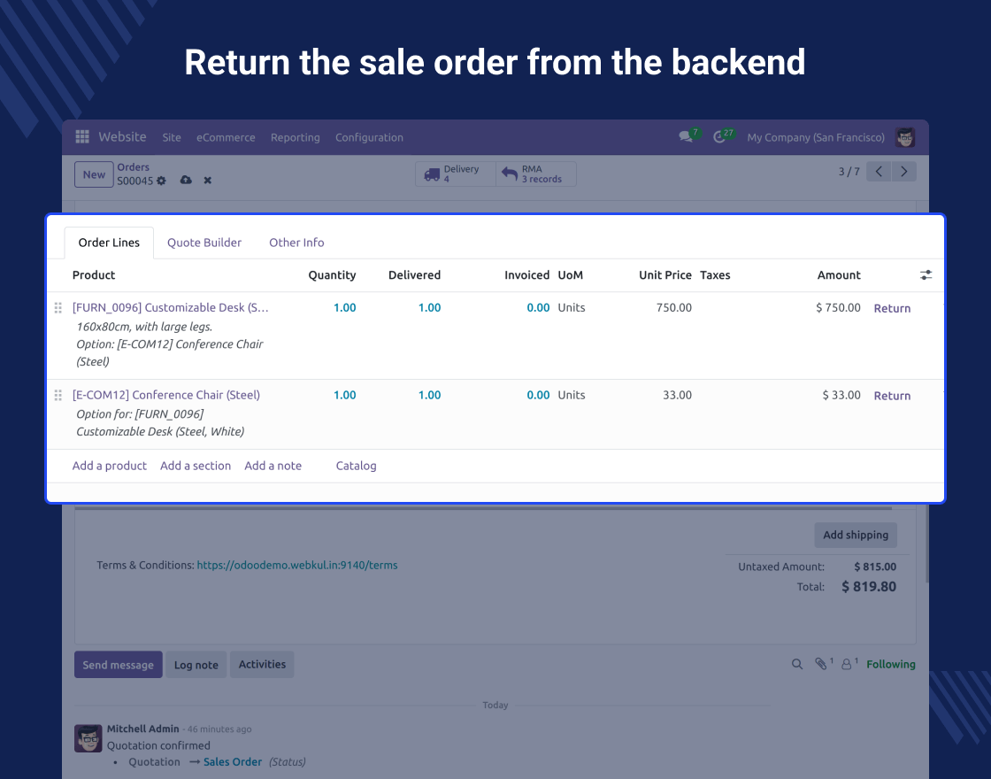 Odoo Return Merchandise Authorization (RMA)