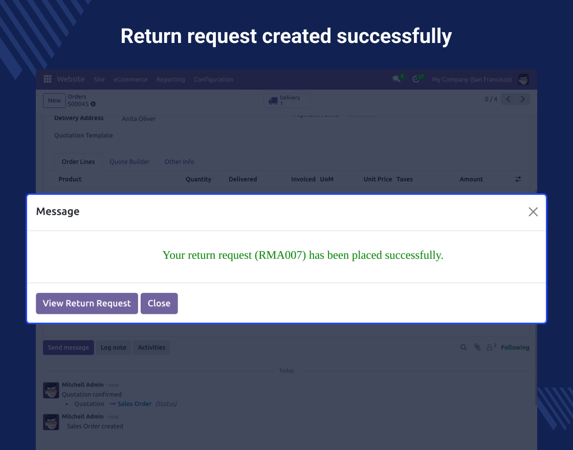 Odoo Return Merchandise Authorization (RMA)