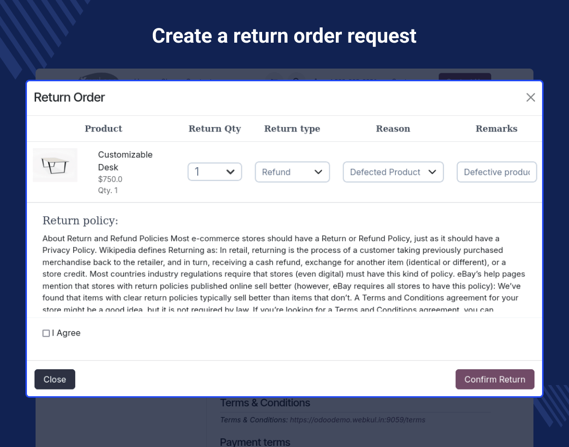 Odoo Return Merchandise Authorization (RMA)