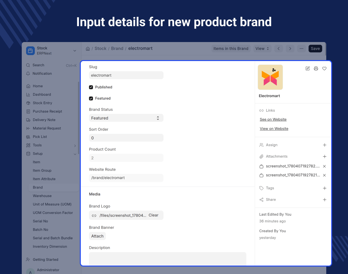 ERPNext Website Product Brand