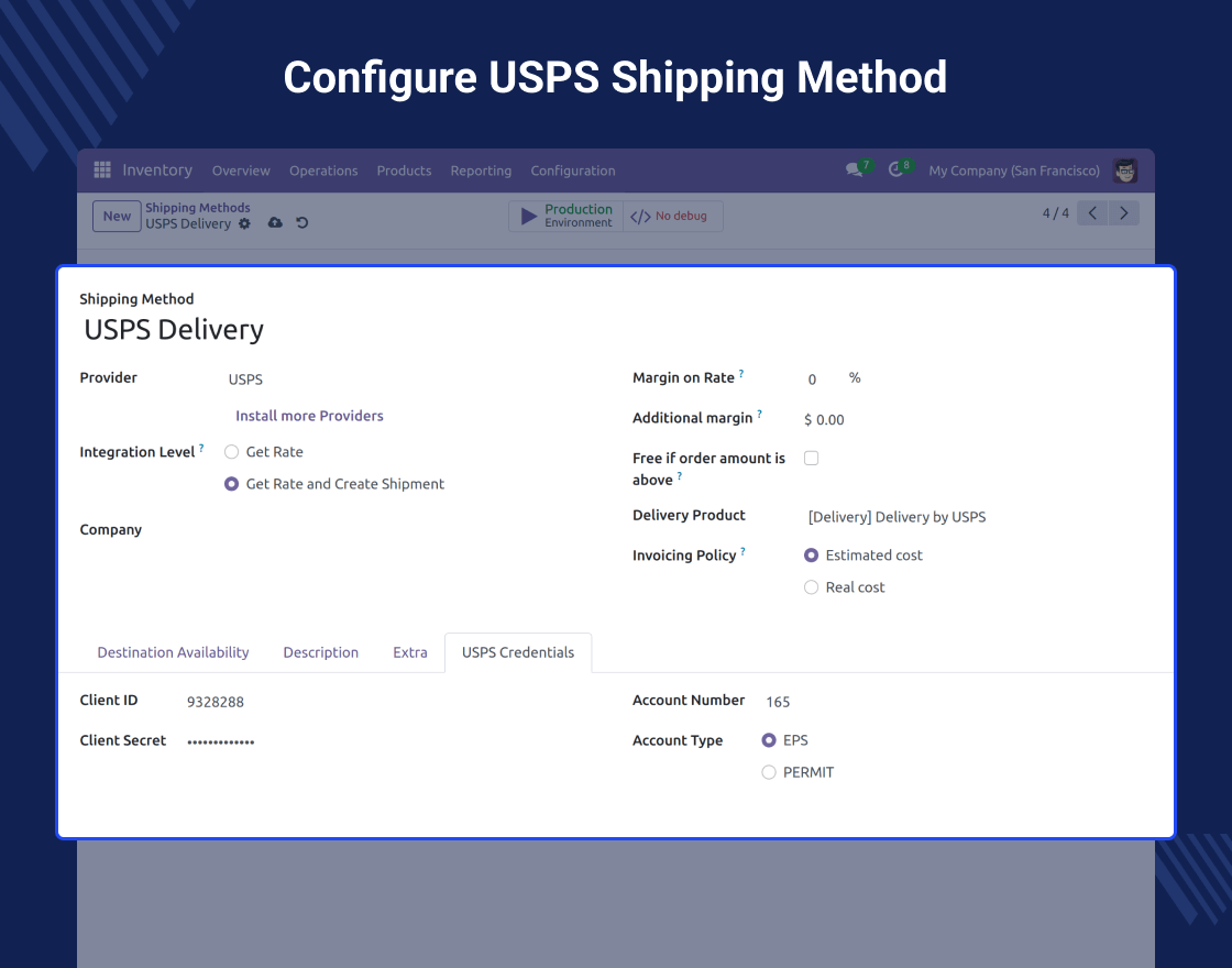 Odoo USPS Shipping Integration OAuth 