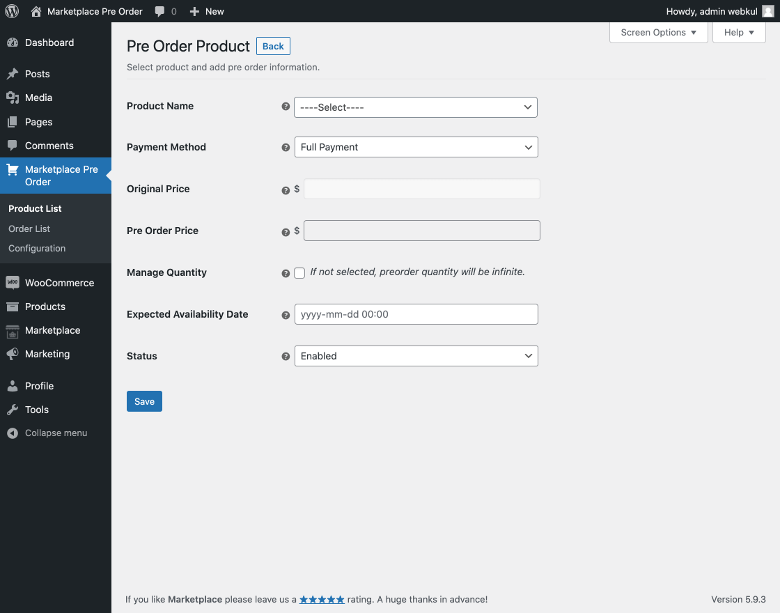 Marketplace Pre Order Plugin for WooCommerce