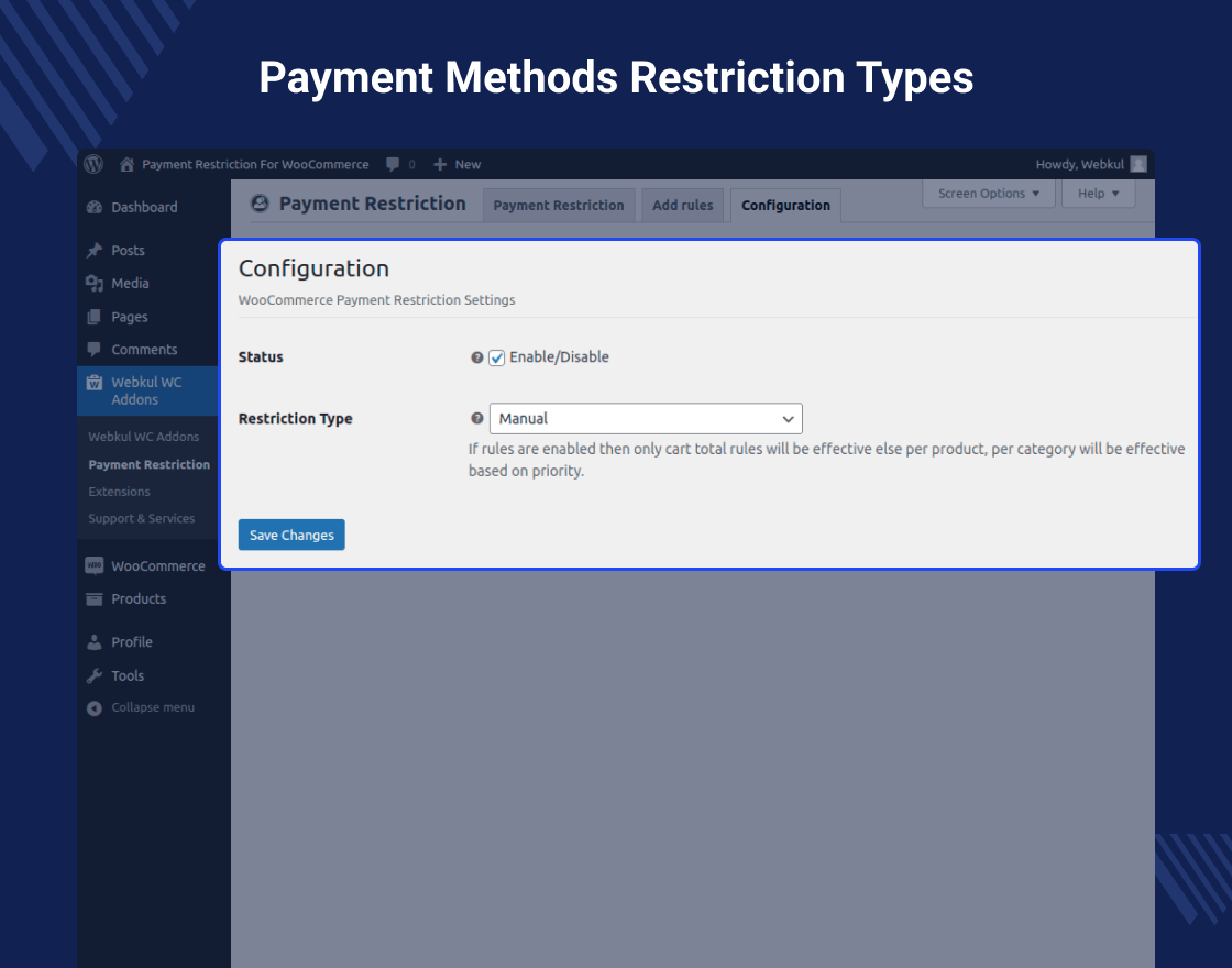 Payment Method Restriction Plugin for WooCommerce