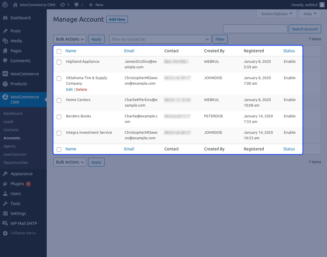 Woocommerce Customer Relationship Management (CRM)