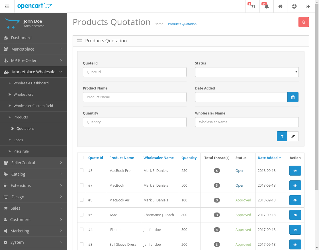 Opencart Marketplace Wholesaler