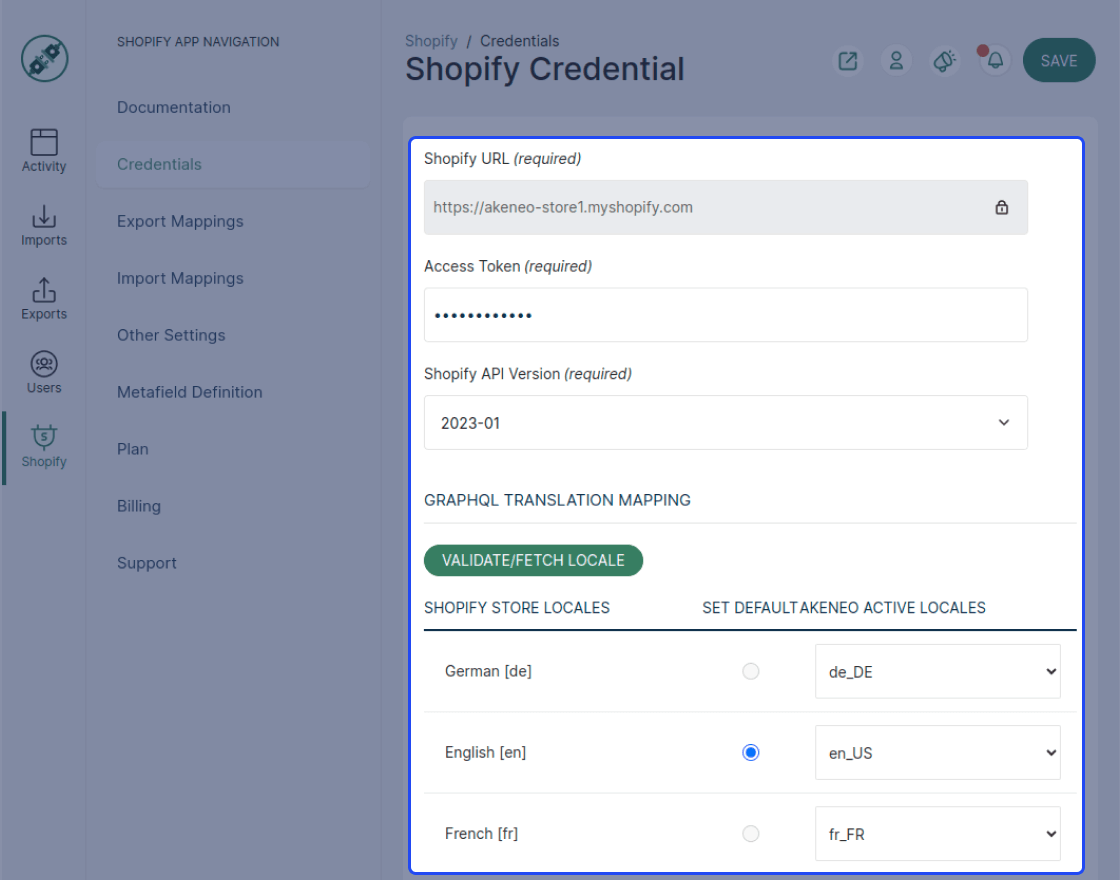 Akeneo Shopify App