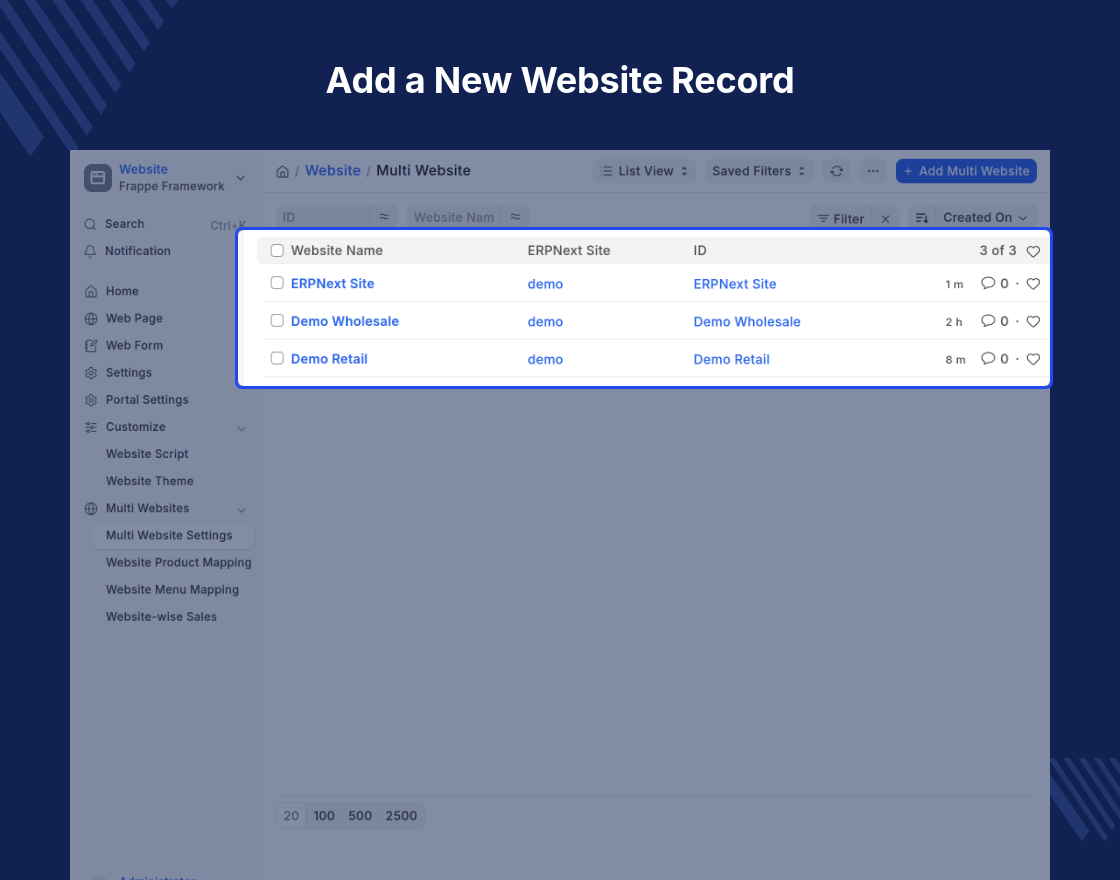 ERPNext Multi Website