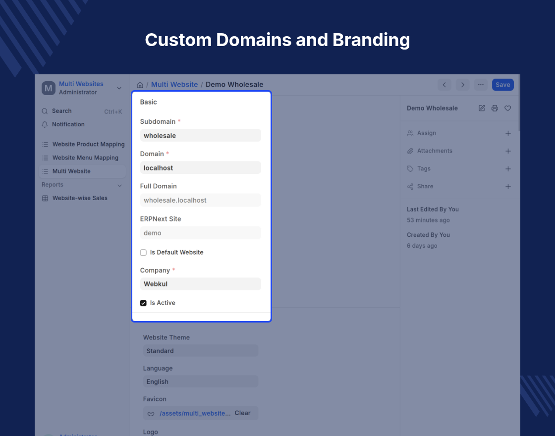 ERPNext Multi Website