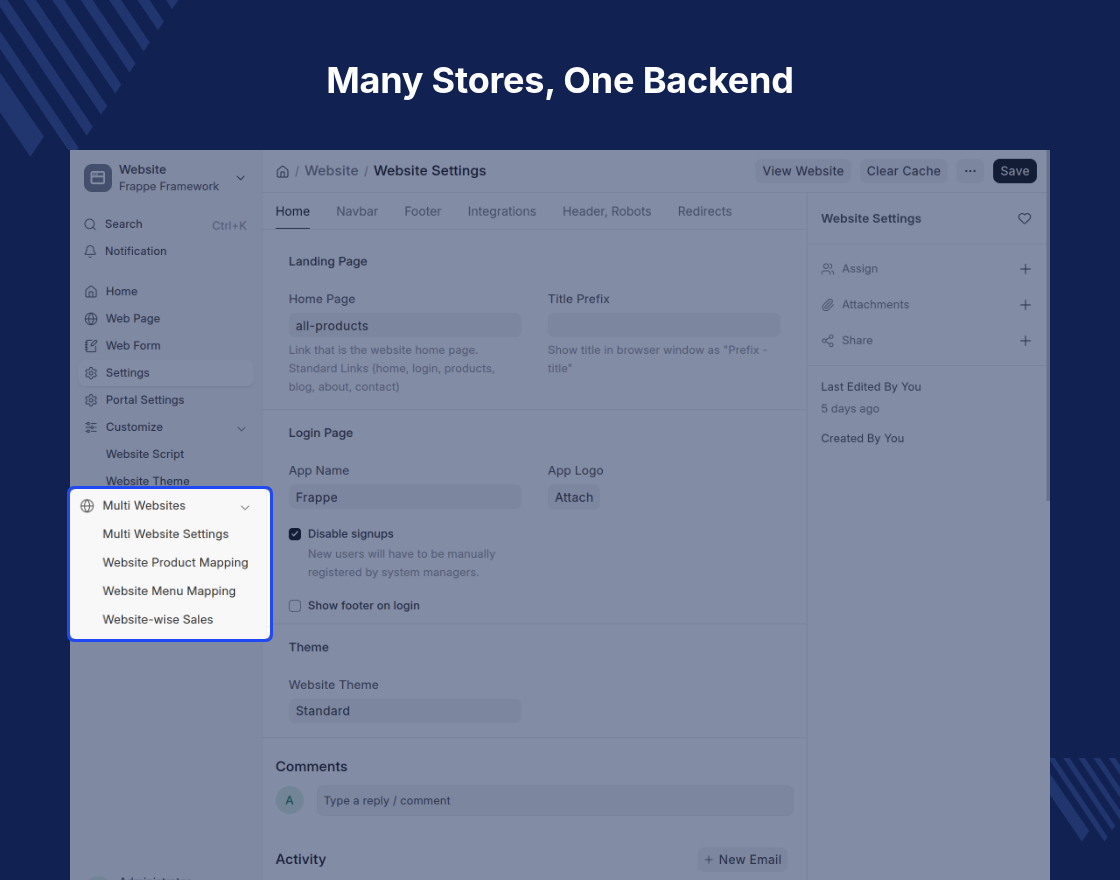 ERPNext Multi Website
