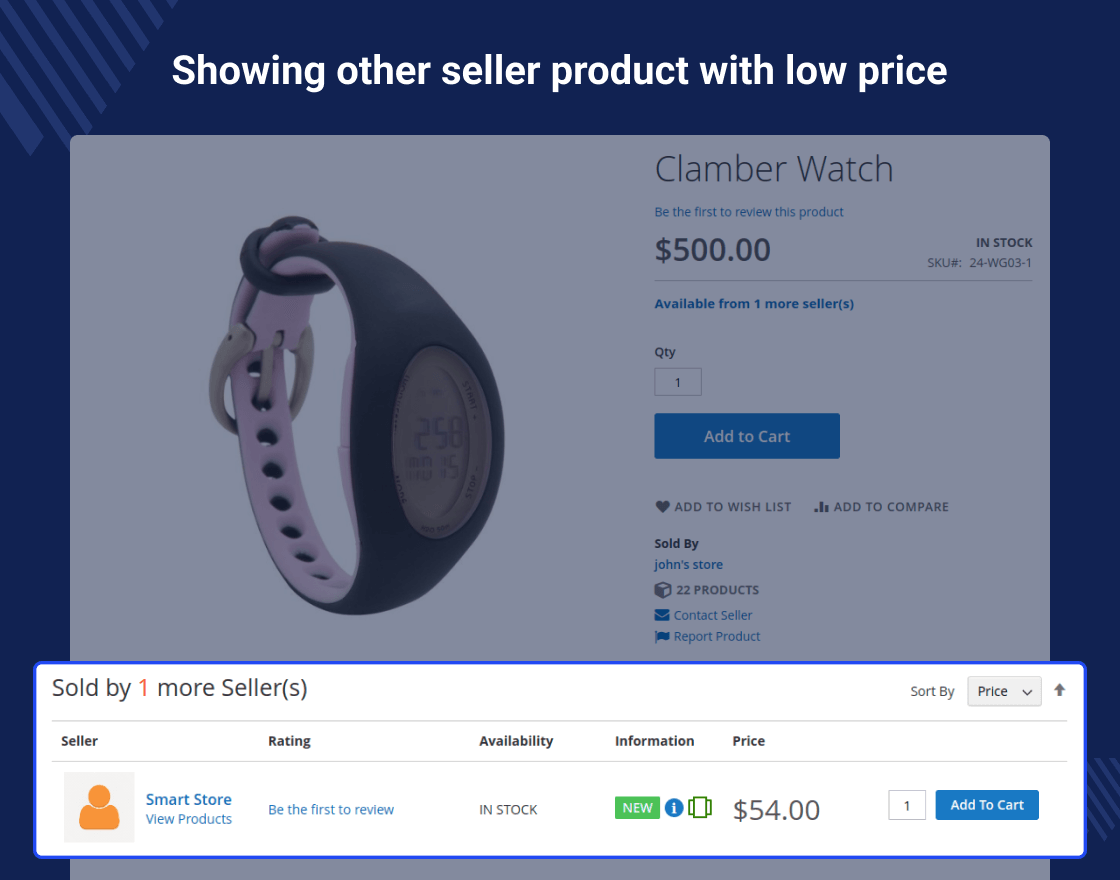 Magento 2 Marketplace Seller Price Comparison