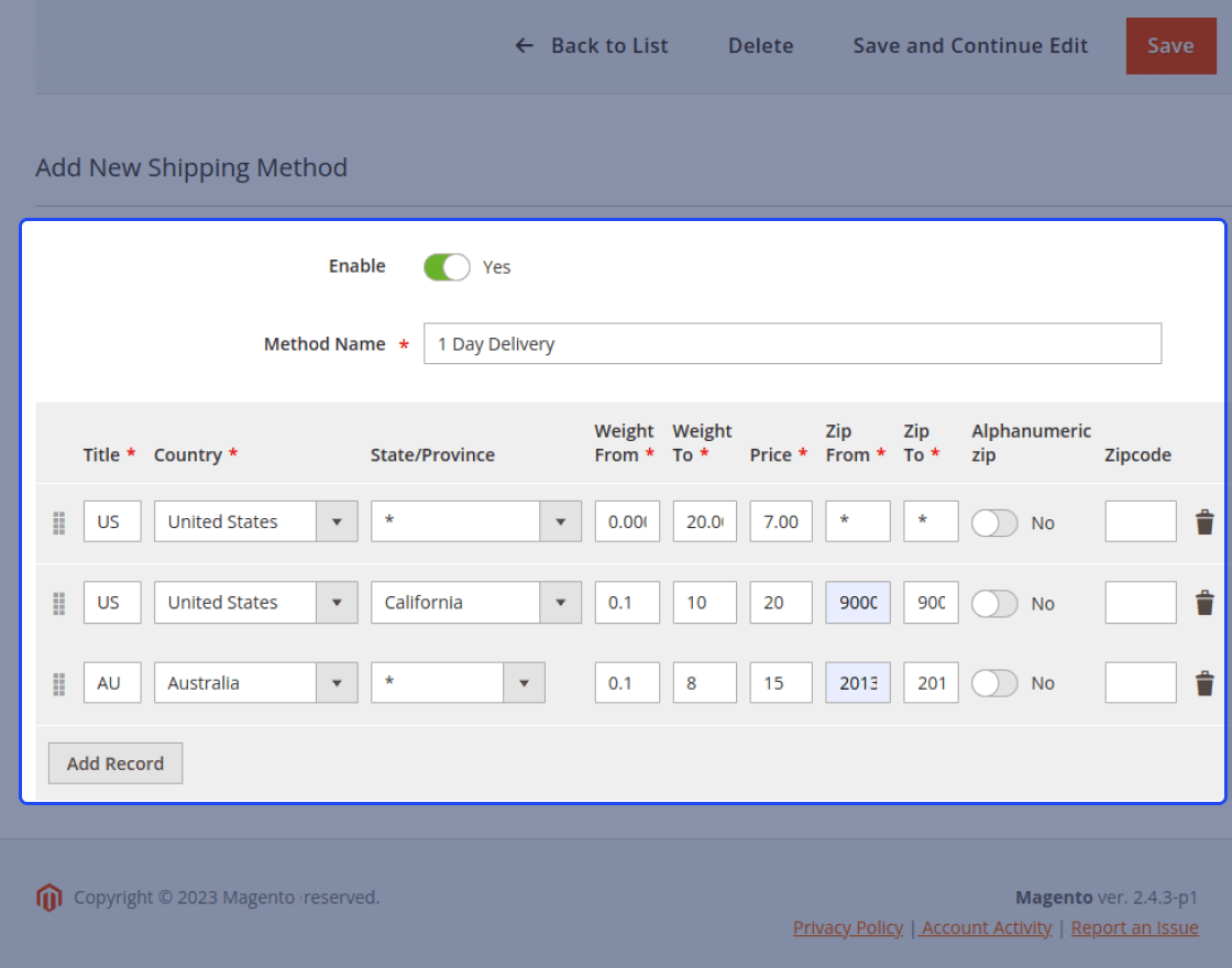 Multiple Shipping Methods for Magento 2