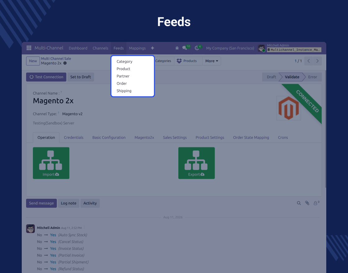 Multi Channel Magento 2.x Odoo Bridge(Multi Channel-MOB)