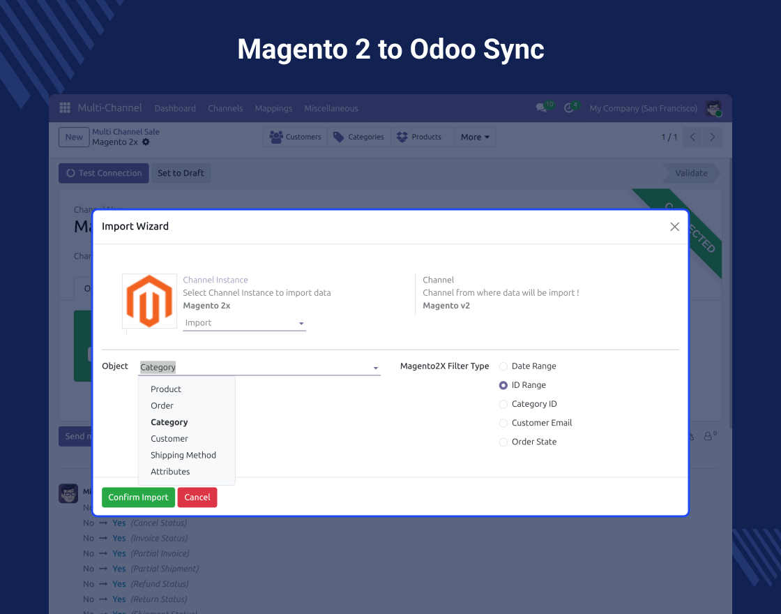 Multi Channel Magento 2.x Odoo Bridge(Multi Channel-MOB)