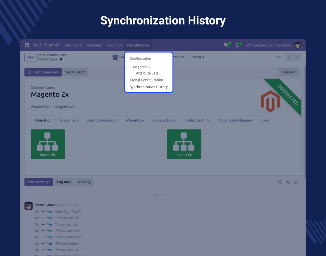 Multi Channel Magento 2.x Odoo Bridge(Multi Channel-MOB)