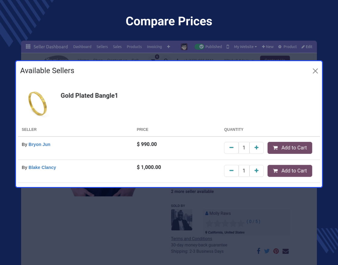 Odoo Marketplace Seller Price Comparison