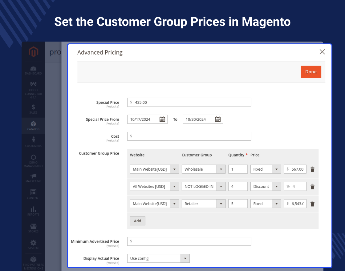 Customer Pricelist Odoo Bridge For Magento (OpenMage)